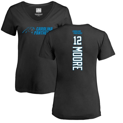 Carolina Panthers Black Women DJ Moore Backer NFL Football #12 T Shirt->nfl t-shirts->Sports Accessory